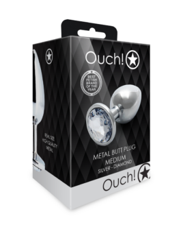 Ronde Gem Butt Plug – Medium – Zilver/Diamant