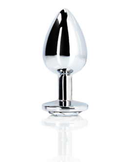 Ronde Gem Butt Plug – Medium – Zilver/Diamant