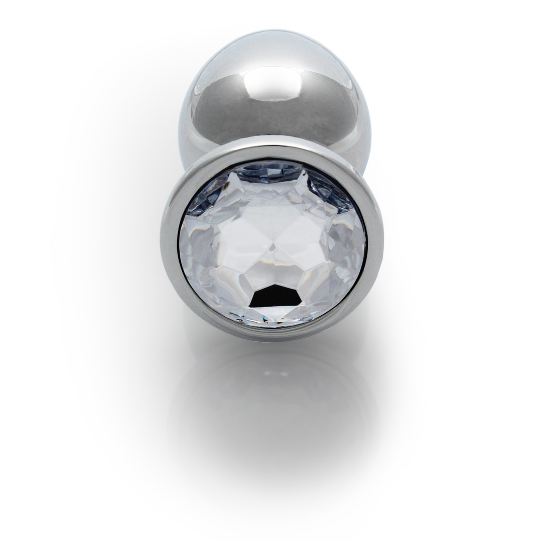 Ronde Gem Butt Plug - Medium - Zilver/Diamant - Afbeelding 5