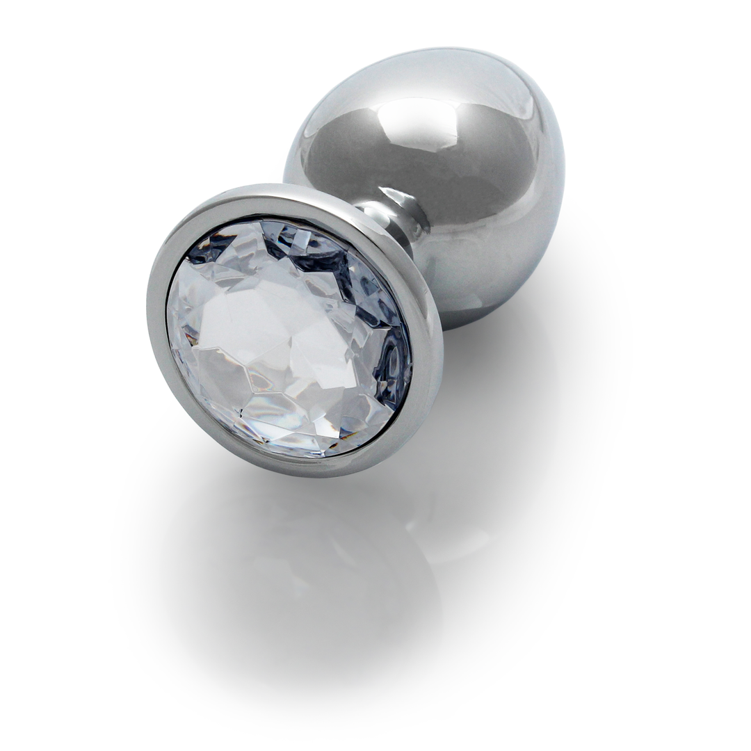 Ronde Gem Butt Plug - Medium - Zilver/Diamant - Afbeelding 6