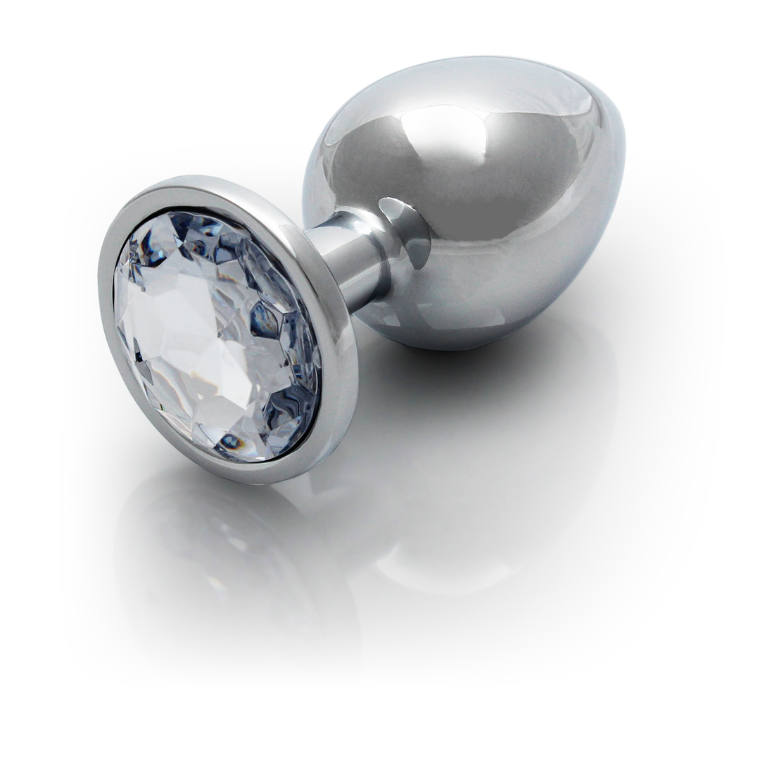 Ronde Edelsteen Butt Plug - Groot - Zilver/Diamant - Afbeelding 7