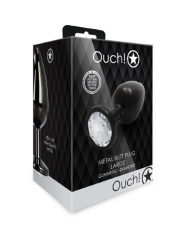 Ronde Edelsteen Butt Plug – Groot – Gunmetal/Diamant