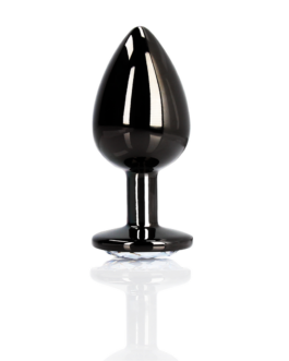 Ronde Edelsteen Butt Plug – Groot – Gunmetal/Diamant