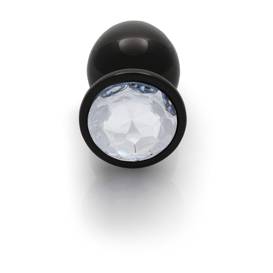Ronde Edelsteen Butt Plug - Groot - Gunmetal/Diamant - Afbeelding 5