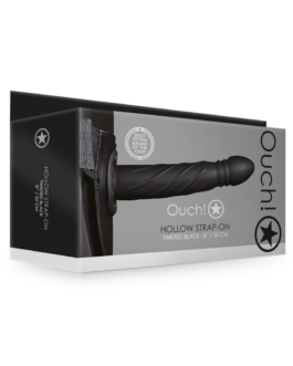 Twisted Hollow Strap-On – 20 cm – Zwart