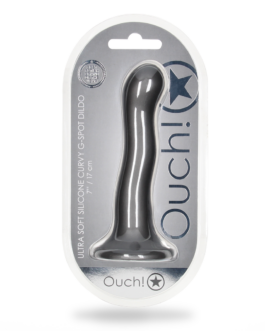 Ultra Soft Silicone Curvy G-Spot Dildo – 7” / 17 cm – Gunmetal