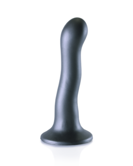 Ultra Soft Silicone Curvy G-Spot Dildo – 7” / 17 cm – Gunmetal