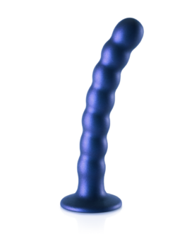 Beaded Silicone G-Spot Dildo – 6,5” / 16,5 cm – Metallic Blauw
