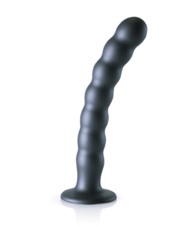 Beaded Silicone G-Spot Dildo – 8” / 20,5 cm – Gunmetal