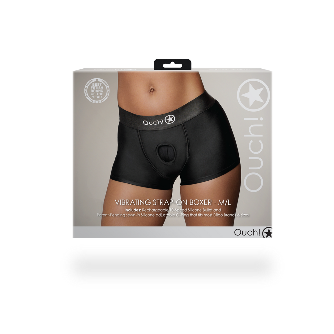 Vibrerende Strap-on Boxer - M/L - Zwart - Afbeelding 3