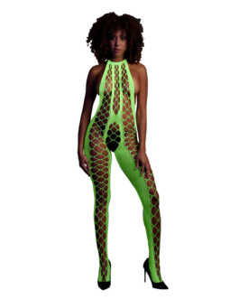 Bodystocking met Halterneck – One Size – Neon Groen