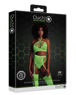Twee Delige Set met Crop Top en Kousen – One Size – Neon Groen