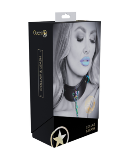 Venice Collectie – Halsband met Leash – Zwart