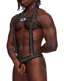 Elastische Harnas met Studs – Eén Maat – Zwart