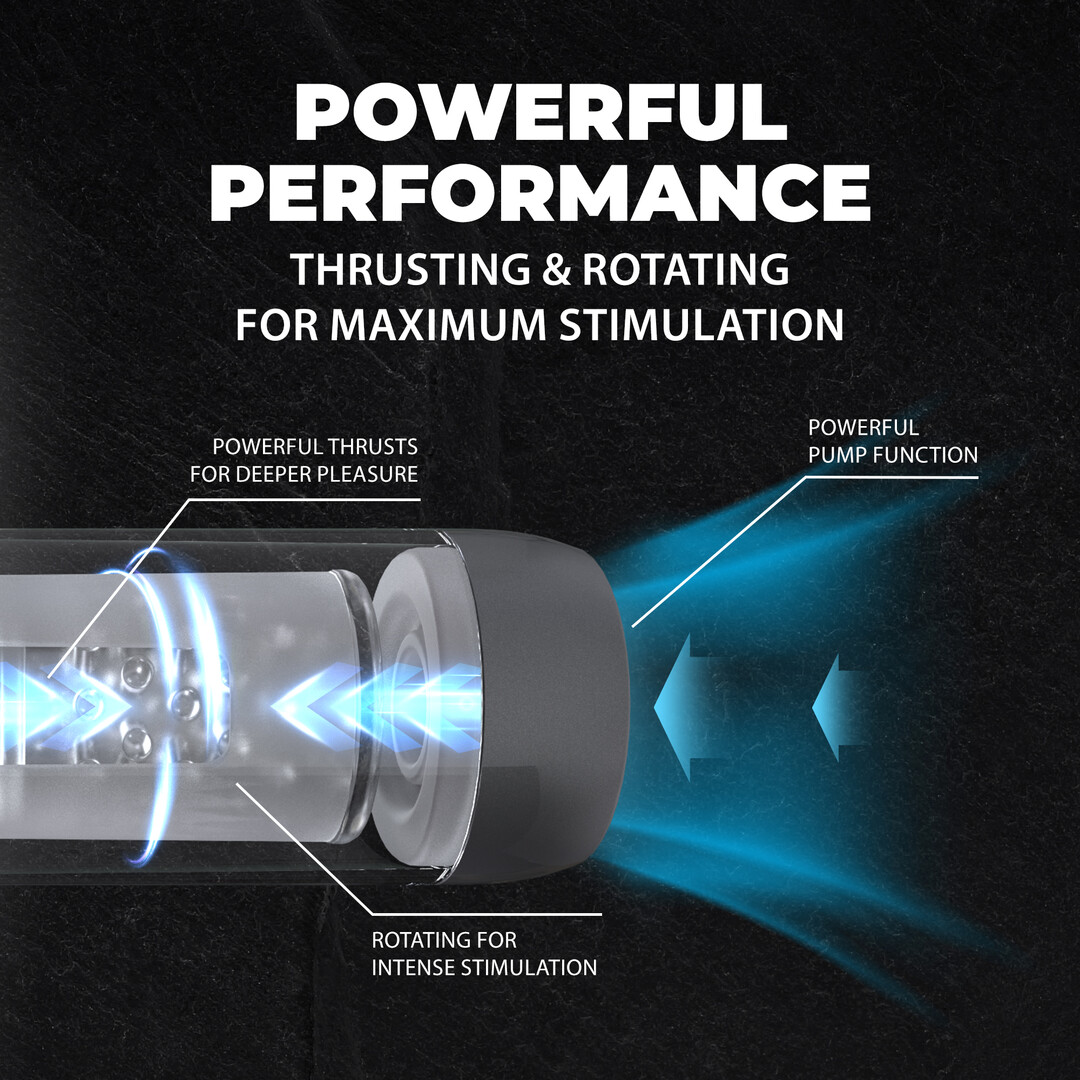 Vortex - Zuigrotatie en Duwmasturbator Pomp - Gun Metal - Afbeelding 6