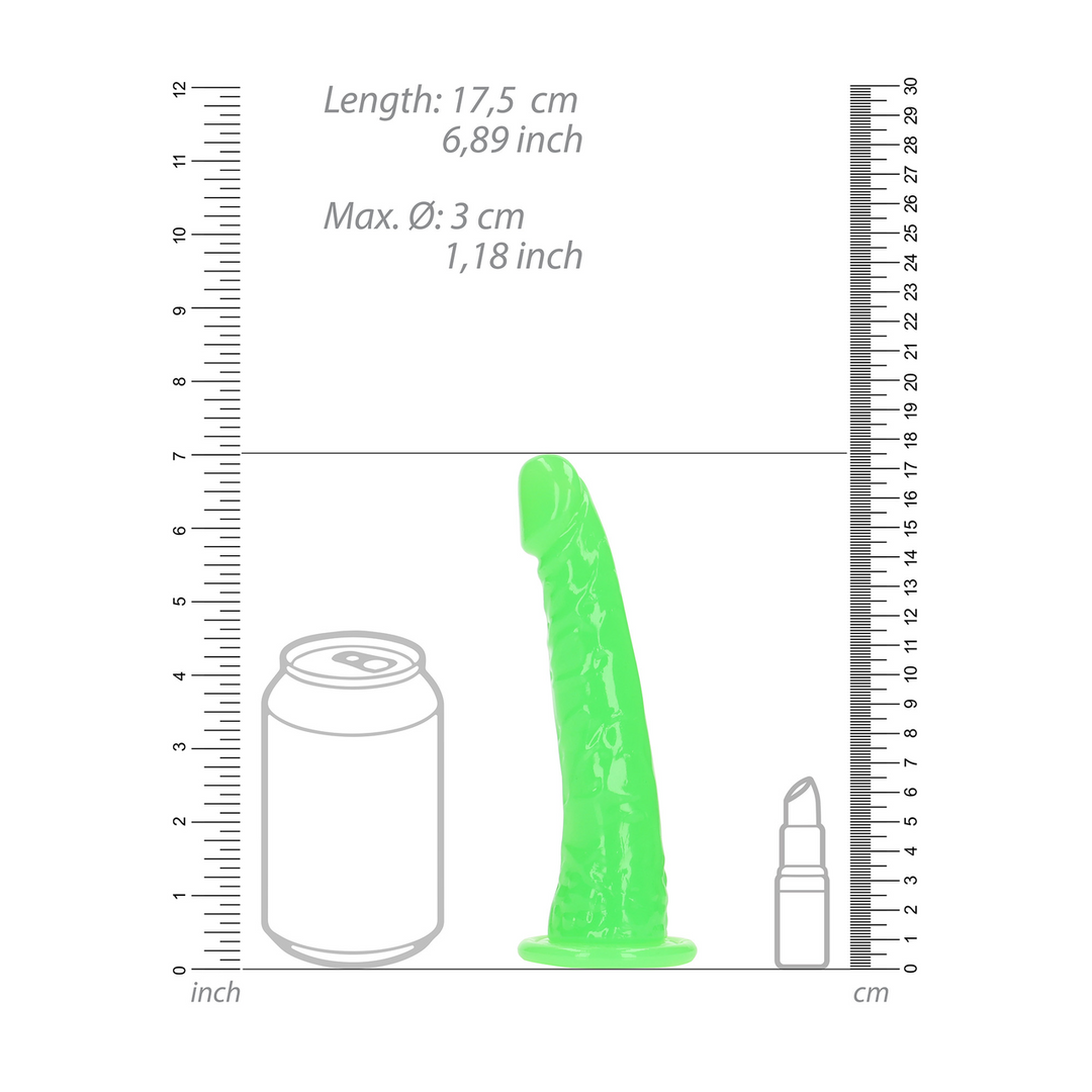 Slanke Realistische Dildo met Zuignap - Glow in the Dark - 6'' / 15,5 cm - Afbeelding 6
