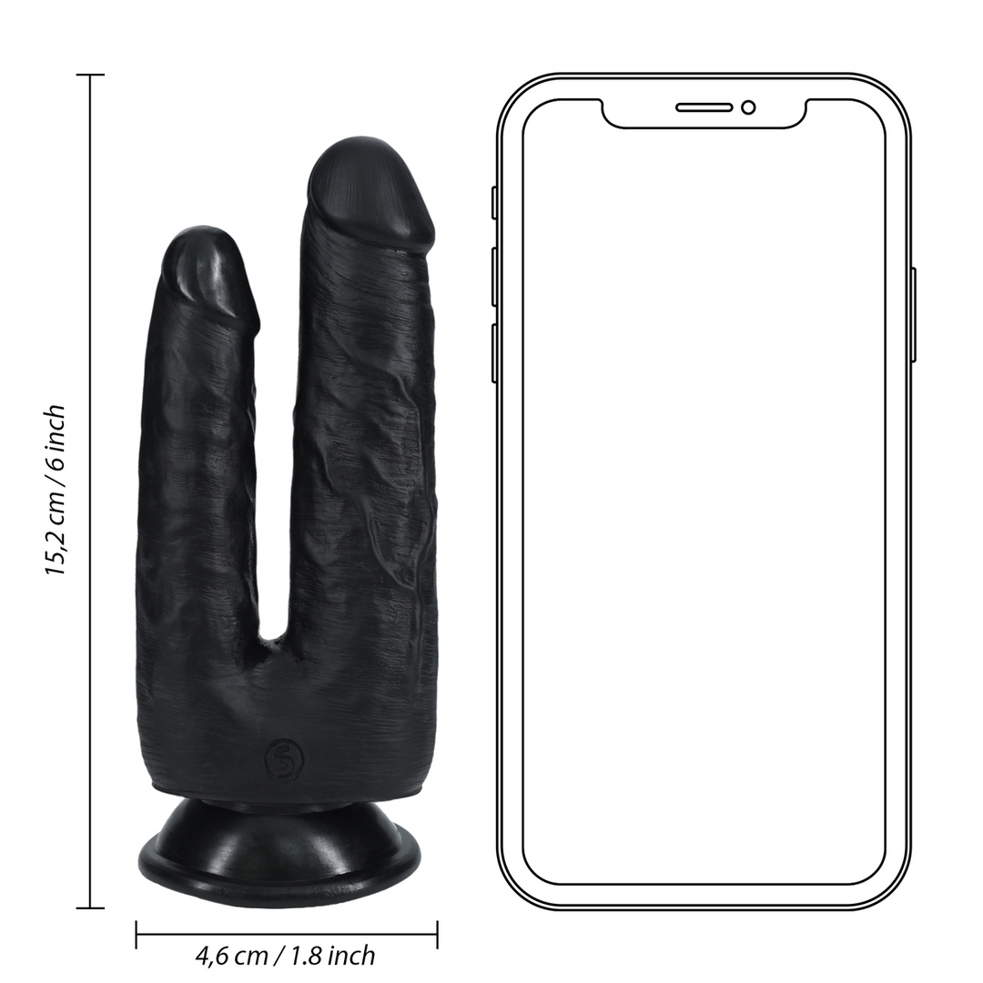 Double Trouble Dildo 5/6 - 12,7/15,2 cm - Zwart - Afbeelding 7