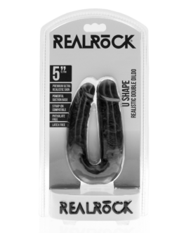 U Vormige Dubbele Dildo 5 / 12,7 cm – Zwart