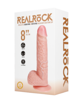 Vibrerende en Draaiende Rechte Cock met Ballen – 8 / 20,5 cm – Vlees