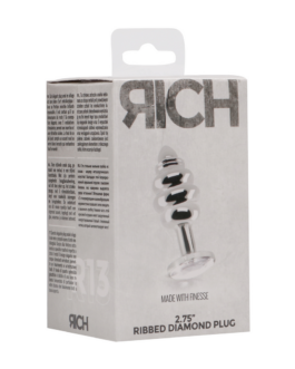 Ribbed Diamond Plug – 2.8 / 7 cm – Silver