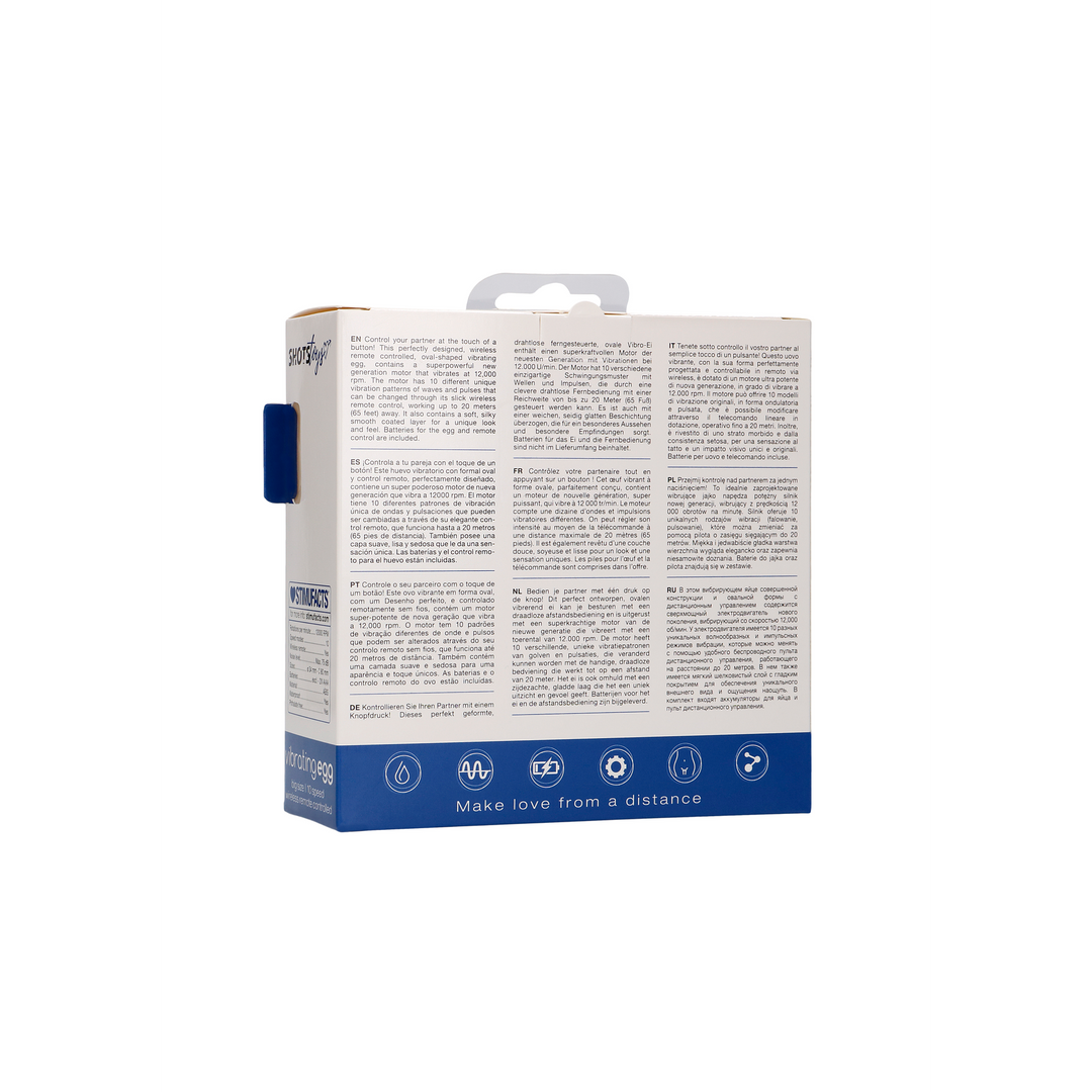 Vibrerende Ei met 10 Snelheden en Afstandsbediening - L - Blauw - Afbeelding 3