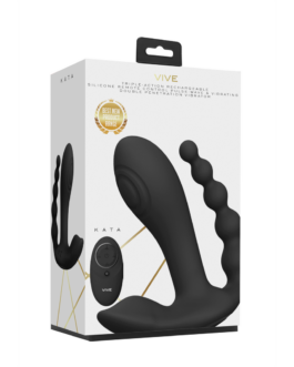 Kata – Pulse Wave  Vibrerende Dubbele Penetratie Vibrator – Zwart