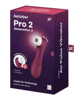 Pro 2 Generatie 3 – Double Air Pulse Vibrator – Liquid Air – Wijnrood
