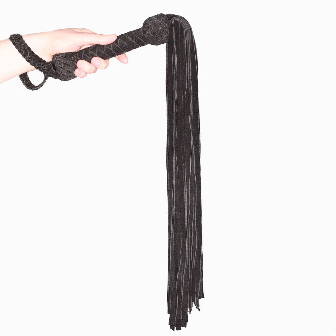 Lederen Suede Flogger - Zwart - Afbeelding 3