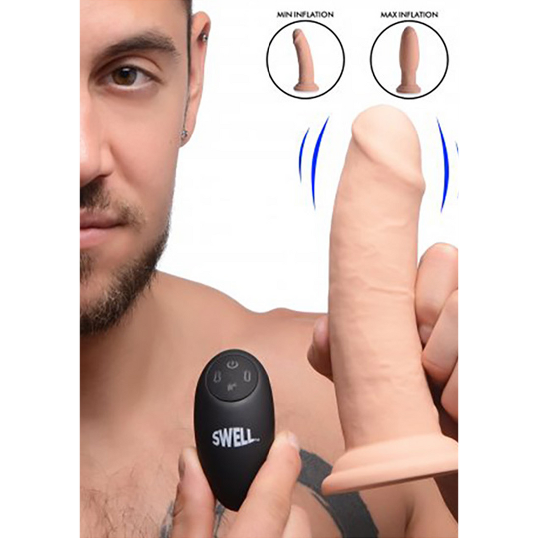 Swell - Opblaasbare en Vibrerende Siliconen Dildo - 7 / 18 cm - Afbeelding 5