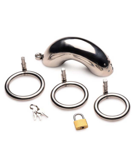 Vergrendelbare RVS Chastity Cage met 3 Ringen