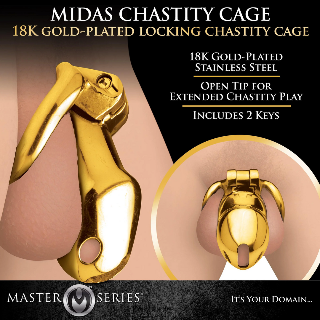 Midas Locking Chastity Cage - 18K Goud Geplateerd - Goud - Afbeelding 5