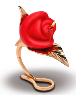 Brandende Passie – Rozenkaars met Houder – Rood/Goud