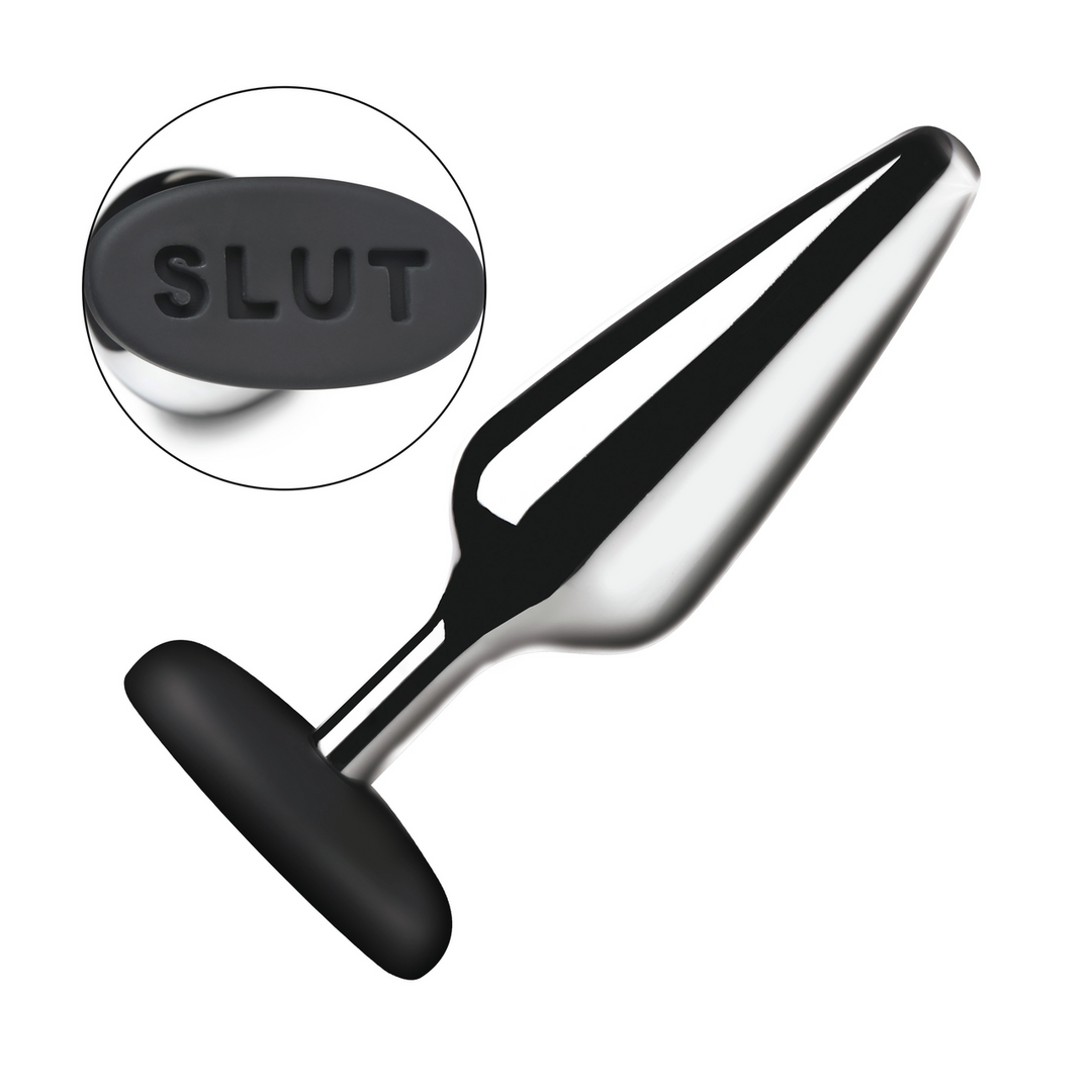 Butt Slut - Metalen en Siliconen Anale Plug - Zilver - Afbeelding 6