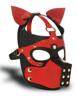 Hondenkap met Muilkorf – Zwart/Rood
