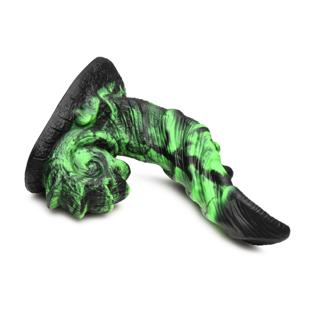 Glowzilla - Glow-in-the-Dark Siliconen Dildo - Groen/Zwart - Afbeelding 4