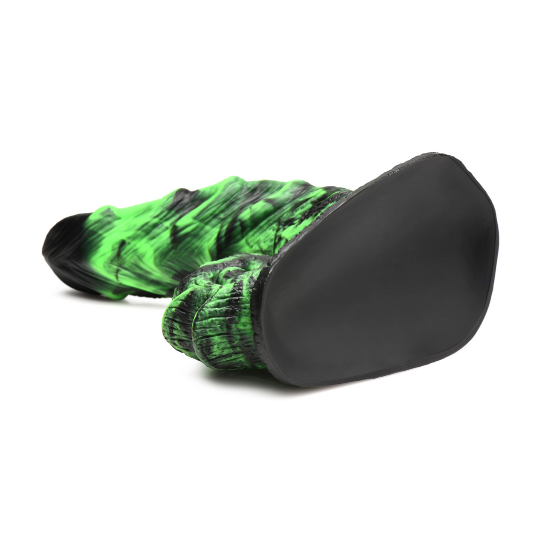 Glowzilla - Glow-in-the-Dark Siliconen Dildo - Groen/Zwart - Afbeelding 5
