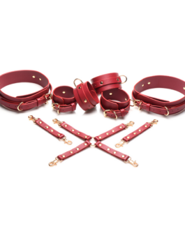 Crimson Captive – Dijbeen, Pols en Enkel Hog Tie Beperkingen – Rood