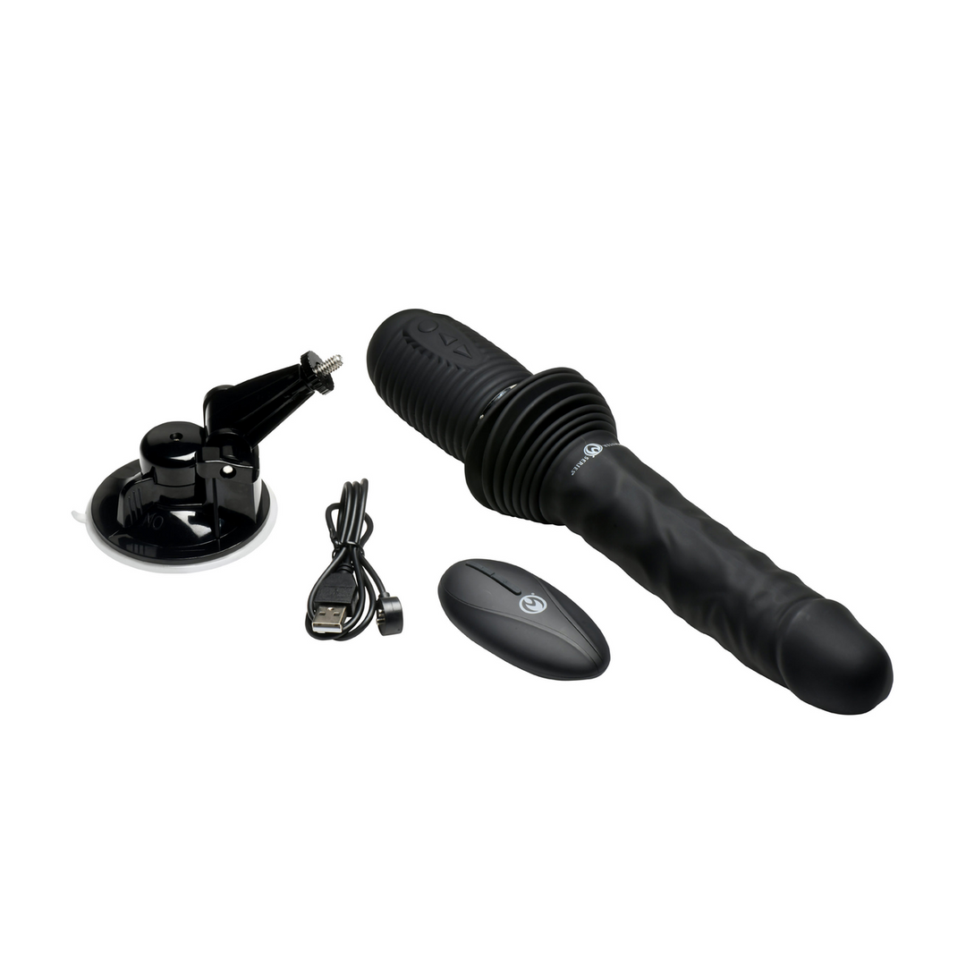 Ultimate Power Pounder - Vibrerende en Duwende Siliconen Dildo met Afstandsbediening - Zwart - Afbeelding 4