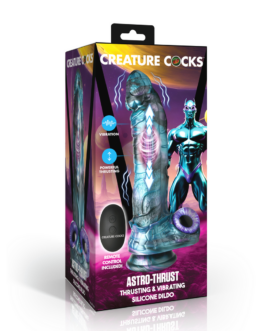 Astro-Thrust – Duwende en Vibrerende Siliconen Dildo – Blauw/Paarse