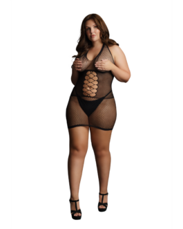 Peek-A-Boo Fishnet Jurk – Plus Size