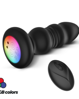 Australis – Vibrerende en Duwende Anale Plug met LED RGB en Afstandsbediening – Zwart