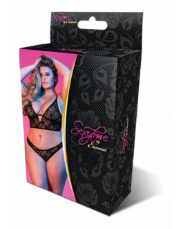 Ondersteunde Bralette en Panty Set – 2X – Zwart