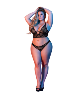 Ondersteunde Bralette en Panty Set – 2X – Zwart