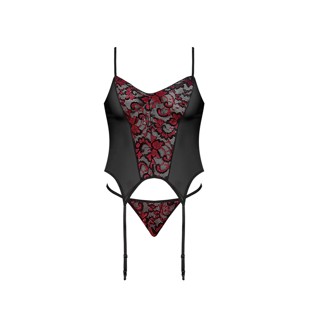 Merry Widow en G-String Set - L/XL - Zwart - Afbeelding 5
