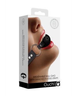 Ademend Ball Gag met diamanten gestikte straps