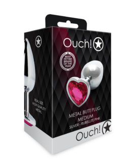 Heart Gem Butt Plug – Medium – Zilver/Rubellite Roze