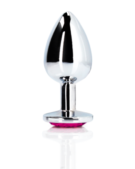 Heart Gem Butt Plug – Medium – Zilver/Rubellite Roze