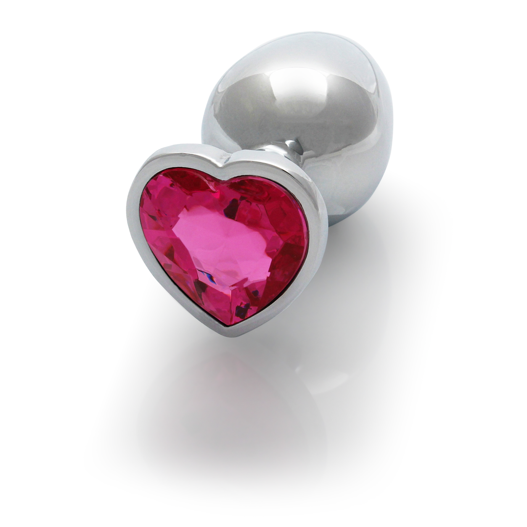 Heart Gem Butt Plug - Medium - Zilver/Rubellite Roze - Afbeelding 6