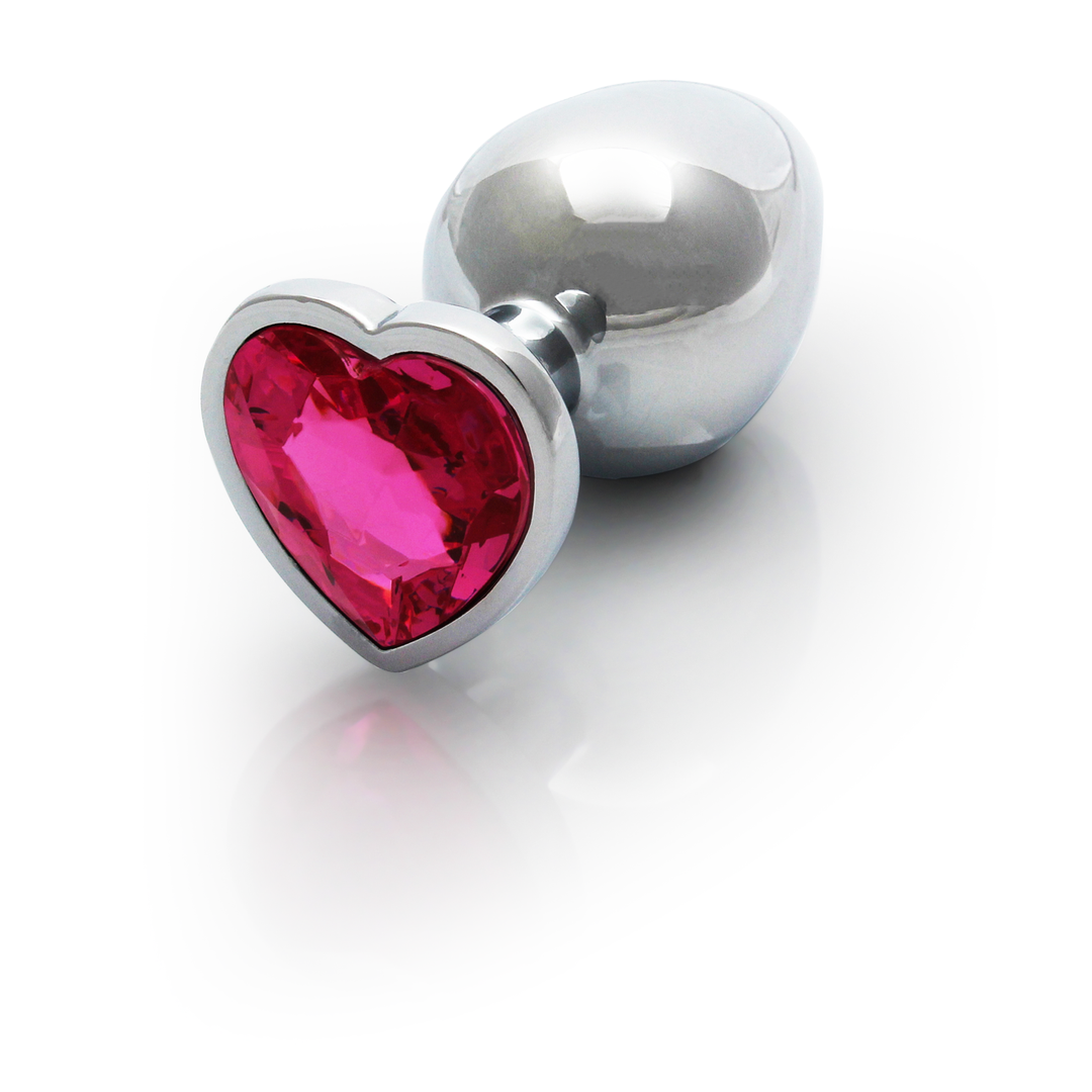 Heart Gem Butt Plug - Medium - Zilver/Rubellite Roze - Afbeelding 7