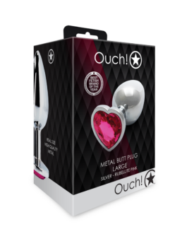 Hartje Gem Buttplug – Groot – Zilver/Rubellite Roze